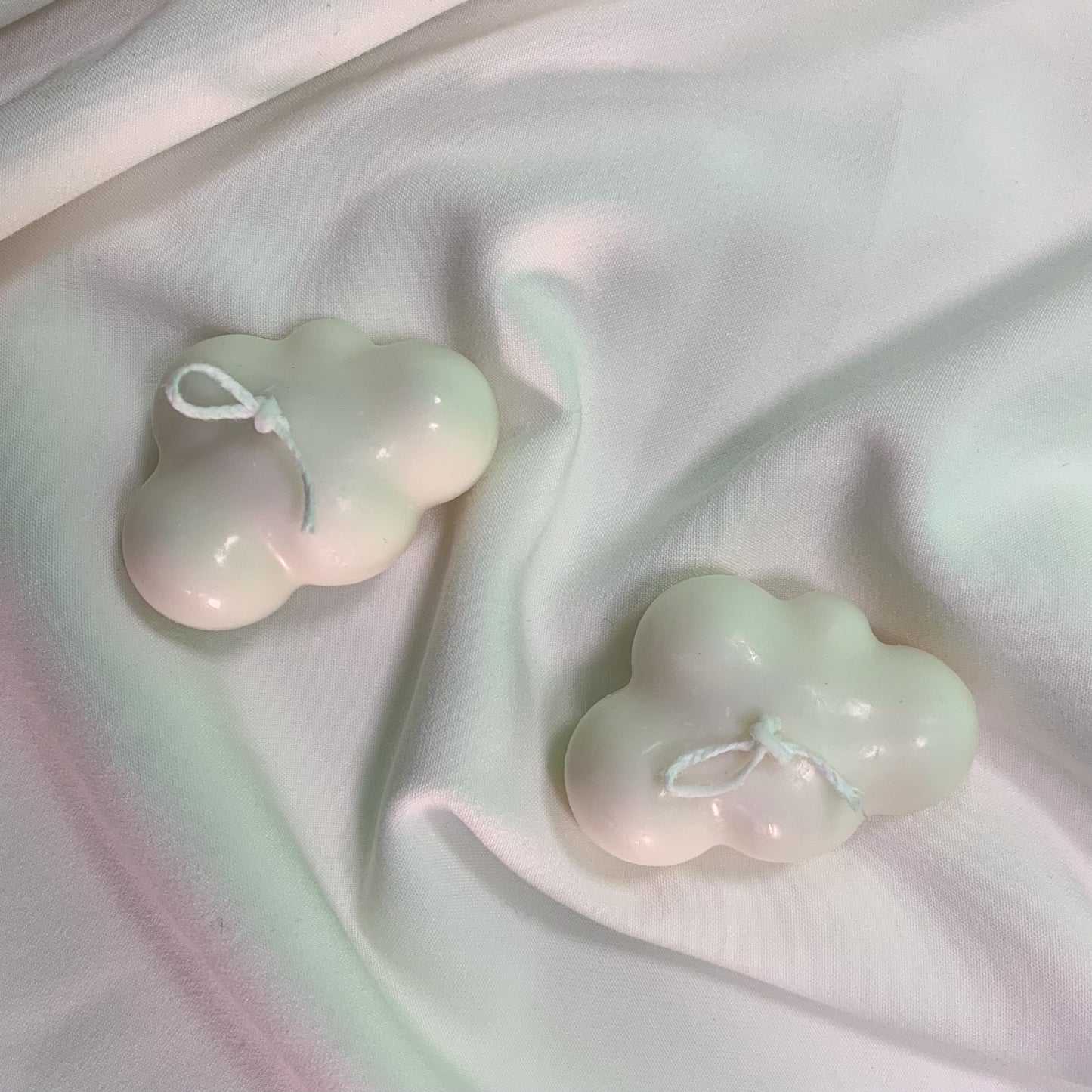cloud candles in cream color, lightly scented with vanilla sandalwood