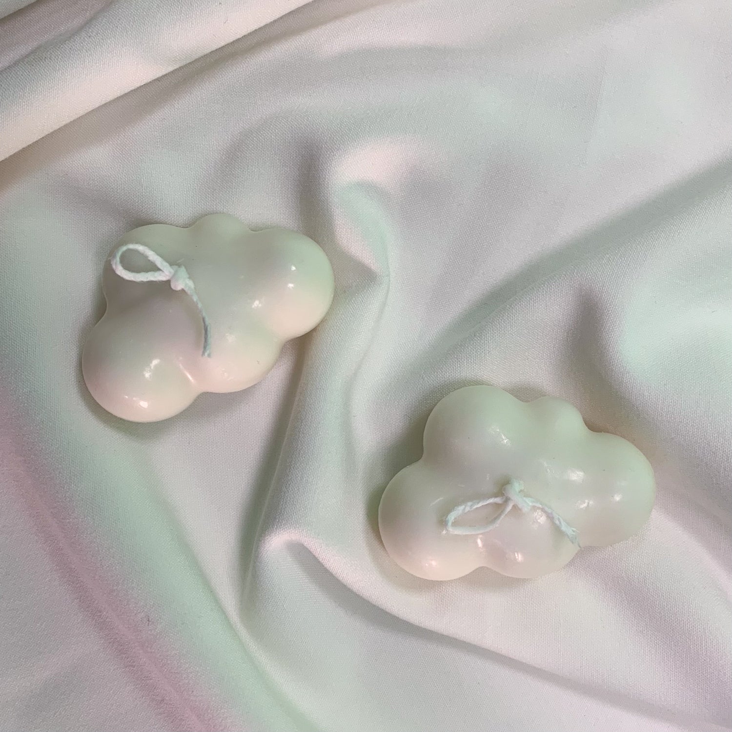cloud candles in cream color, lightly scented with vanilla sandalwood
